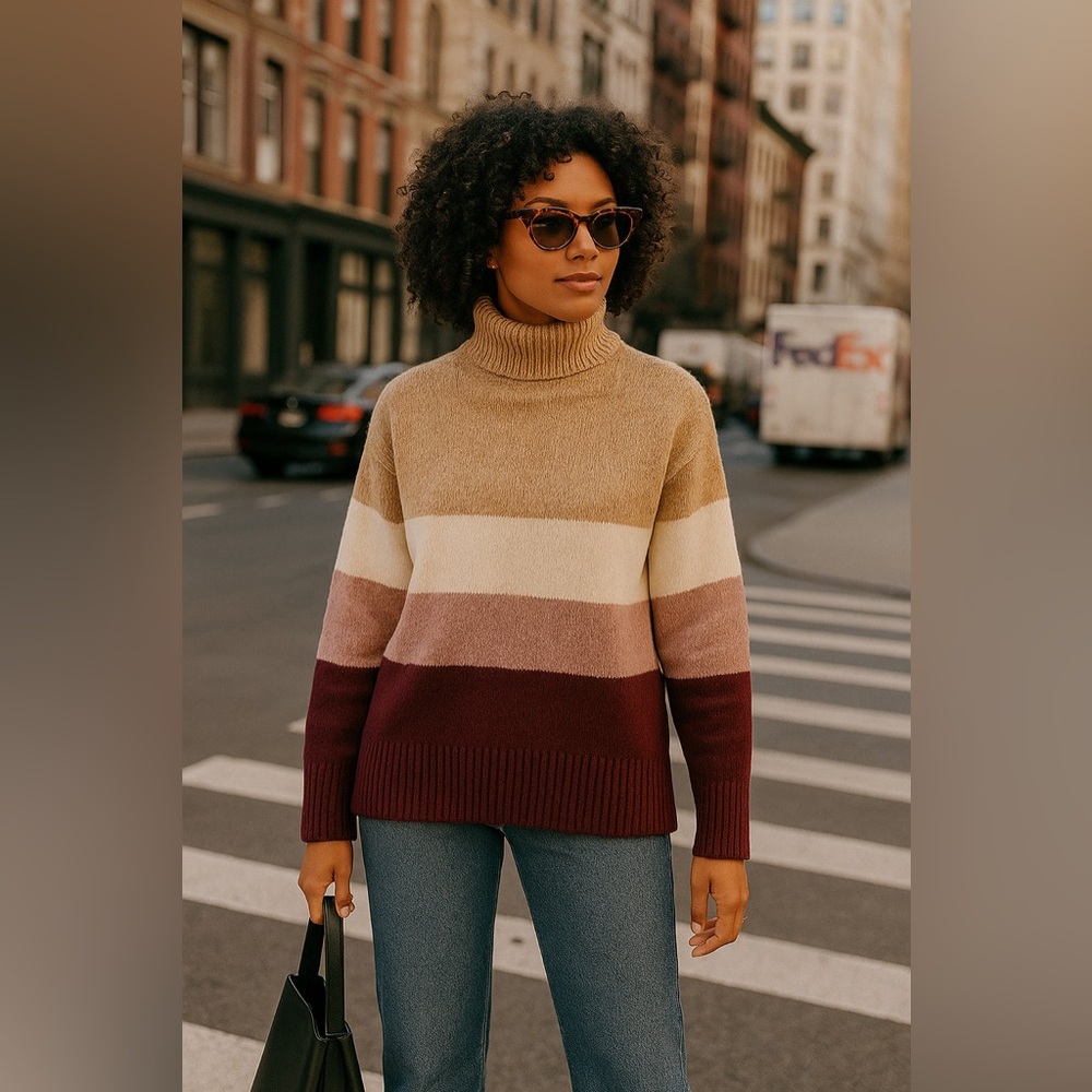 Tint & Shadow Mock Neck colorblock pullover sweater Nov